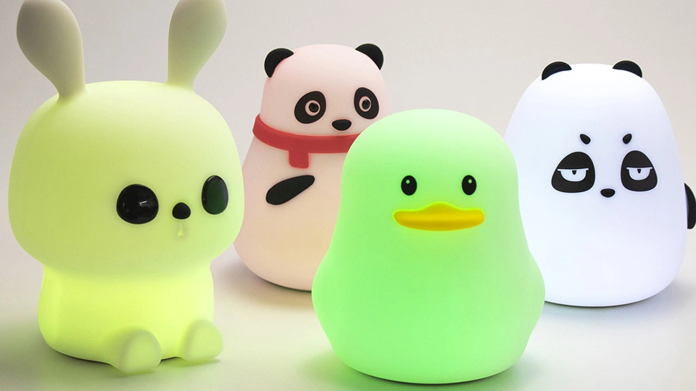 Luz Quitamiedos Bebe Color Changing Silicone Cute Small Panda Rabbit Night Lamp