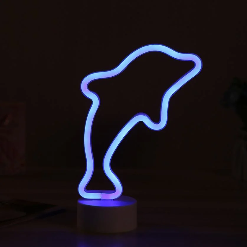 Table Night Light Party Kids Room Gift Dolphin Neon Sign Light