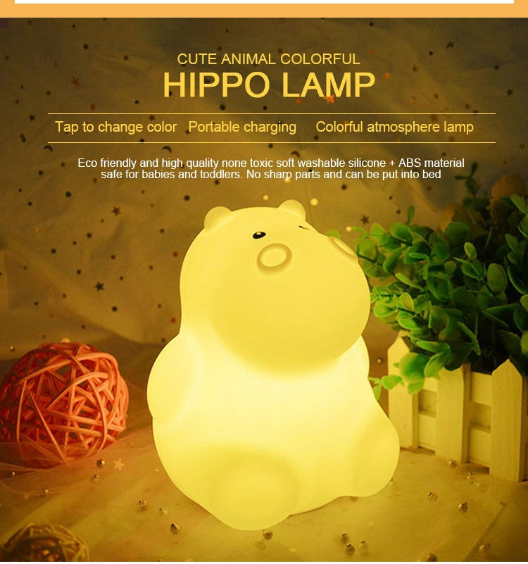 Cute Animal Duck LED Night Light Silicone Children Cartoon Table Lamp