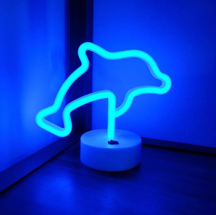 Table Night Light Party Kids Room Gift Dolphin Neon Sign Light