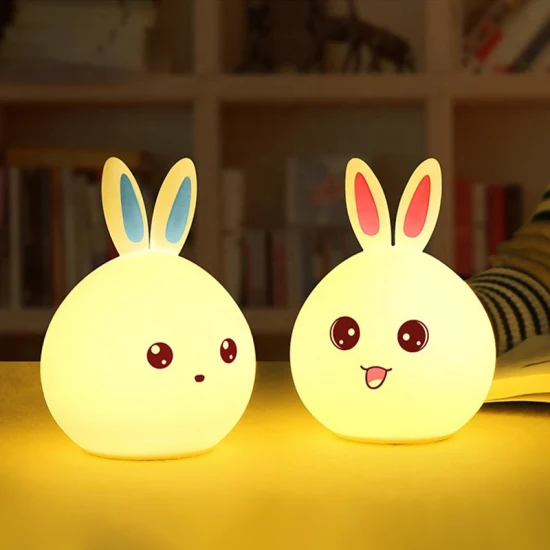 パット充電式LED色変化ウサギシリコンランプ
