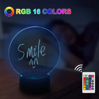 16 色の​​ナイトライトベース消去可能なライティングボードクリエイティブ DIY RGB LED メッセージアクリルライティングボードライト